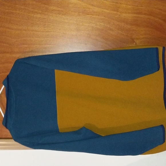 Vintage Massive Outdoors Men's XL Teal & Gold Color Block Fleece Pullover - Picture 2 of 7